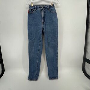 Bongo Vintage 90s High Waisted Tapered Leg Mom Jeans Medium Wash Blue Size 25‎